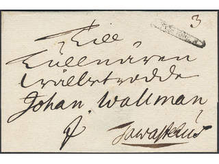 Sweden. A county. STOCKHOLM, ribbon postmark type 2 on cover dated "1742" by pen sent to …