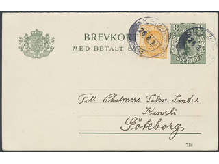 Sweden. Postal stationery, double postcard Facit bKd18, 72, 73 , Reply card 8+2 öre with …
