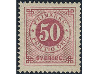 Sweden. Facit 48a ★, 50 öre carmine-rose. Very fine and fresh. SEK 2500