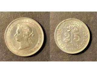 Ceylon Queen Victoria (1837-1901) 25 cents 1893, AU/UNC