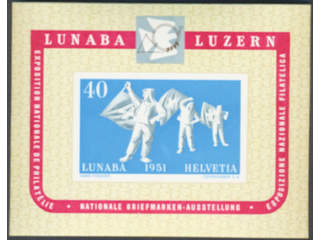 Switzerland. Michel 560 ★★, 1951 LUNABA Exhibition souvenir sheet 14. EUR 260