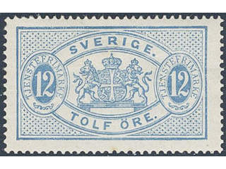 Sweden. Official Facit Tj5a ★, 12 öre blue, perf 14, blue-greyish paper. Very fine and …