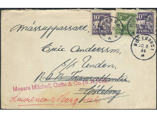 Sweden. Facit 143A, 146A on cover, 5+2x10 öre on cover sent from ÖREBRO A 19.8.34 to …