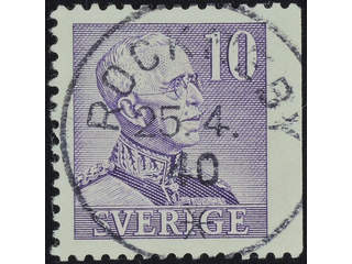 Sweden. Facit 273B used , 1939 Gustaf V large numerals 10 öre violet, perf at three …