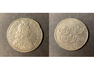 Sverige Karl XI (1660-1697) 2 mark 1693, 1+, rengjord