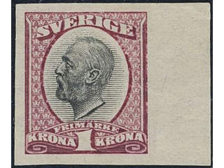 Sweden. Facit 60P (★), Proof type P, dark carmine/black with sheet margin. Superb.