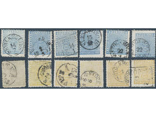 Sweden. Used. Lot SK BCO on stock card. 6×4, 1×6 and 5×8 Skilling Banco incl. …