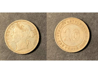 Straits Settlements Queen Victoria (1837-1901) 10 cents 1896, XF