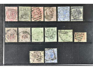 Britain. Used 1867–1883. All different, e.g. Mi 28, 39, 41, 47, 51, 62, 70-71, 77-79. …