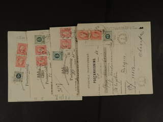 Sweden. Facit 43, 45 cover , 5+2x10 öre as postage on four money orders 1887–1889. (4). …