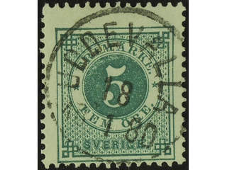 Sweden. Facit 30b used , 5 öre dull bluish green. EXCELLENT cancellation UDDEVALLA …