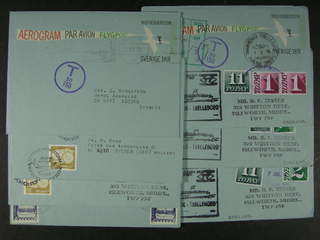 Sweden. Postal stationery, areogram Facit Ae3 , Aerogram 1 kr (+10 öre), seven usages …