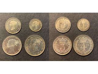 Storbritannien Queen Victoria (1837-1901) 1, 2, 3, 4 pence 1873 Maundy set, UNC