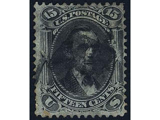 U.S.A. Michel 22W used , 1867 Presidents 15 c black with grill 9 × 13 mm. Good copy. …