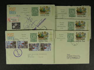 Sweden. Postal stationery, post letter Facit pB3 , 75+15 (+10) öre, five usages sent to …