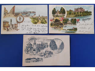 Sweden. Picture postcards, lot GRUSS AUS. K-COUNTY. Karlskrona and Ronneby. Three cards …