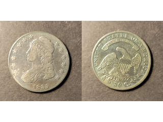 USA 50 cents 1835, VF har varit rengjord