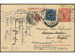 Sweden. Postal stationery, Single postcard, Facit bKe21, 85, Postcard 10 öre sent from …