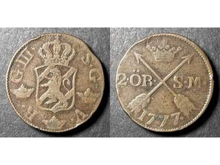 Sverige Gustav III (1771-1792) 2 öre SM 1777, 1, stort årtal