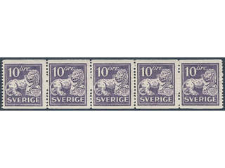 Sweden. Facit 145Ecxz ★★ , 10 öre violet, type I, perf 13 with watermark lines + KPV in …