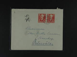 Sweden. Facit 344BB cover , 1943 85th Birthday of King Gustaf V 20 öre  red, pair. 1943 …