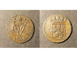 Nederländska Kolonier Netherlands East Indies - Holland 1 duit 1734/33, XF korrosion