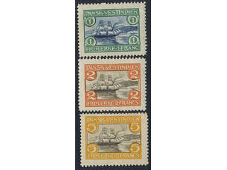 Denmark Danish West Indies. Facit 38–40 ★ , 1905 St. Thomas harbour SET (3). SEK 1250