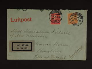Sweden. Air mail cover Facit 181, 176A , 15+20 öre on air mail cover sent from STOCKHOLM …