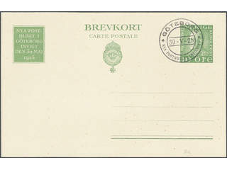 Sweden. Postal stationery, Single postcard, Facit bKe24c, Postcard 10 öre without …