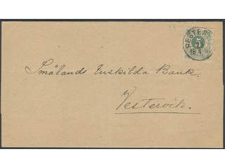 Sweden. Facit 30 on cover, 5 öre on EXCELLENT local cover cacelled WESTERVIK 25.4.1885.