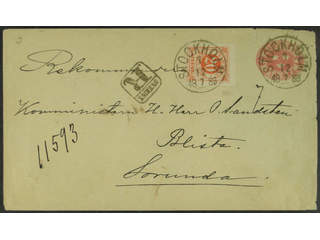 Sweden. Postal stationery, stamped envelope Facit Fk3, 46 , Stamped envelope 10 öre …