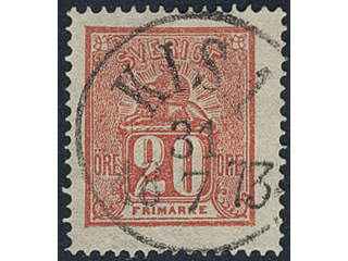Sweden. Facit 16e used , 20 öre red. EXCELLENT cancellation KISA 31.1.1873.