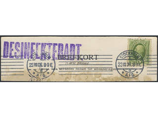 Sweden. Facit 52 cover , 5 öre on somewhat cut postcard cancelled STOCKHOLM 23.VII.06. …