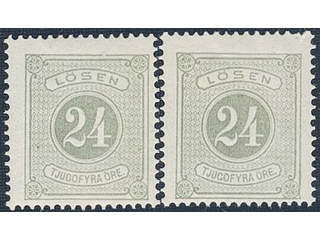 Sweden. Postage due Facit L7b ★ , 24 öre grey, perf 14. Two unused copies, of which one …