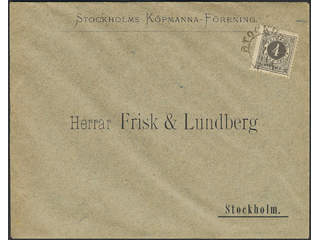 Sweden. Facit 42d on cover, 4 öre grey-black on yellowish paper on local printed matter …