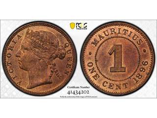 Mauritius Queen Victoria (1837-1901) 1 cent 1896, UNC, PCGS MS65 RB