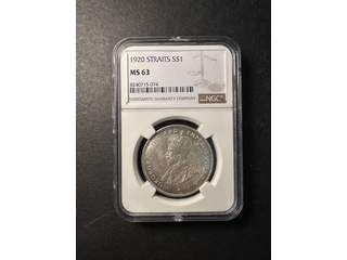 Straits Settlements George V (1910-1936) 1 dollar 1920, AU/UNC, NGC MS63