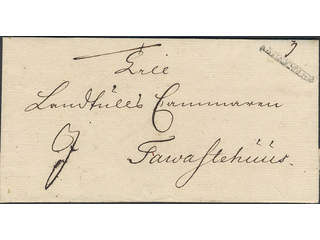 Sweden. A county. STOCKHOLM, ribbon postmark. Type 3 on cover, dated "1736" by pen, sent …