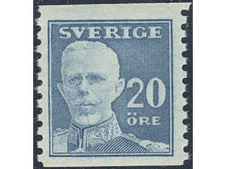 Sweden. Facit 151A ★★ , 1920 Gustaf V full face 20 öre blue, perf on two sides. SEK 1000