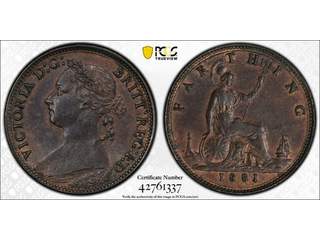 Storbritannien Queen Victoria (1837-1901) 1 farthing 1881, XF-UNC, PCGS MS63 BN