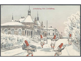 Sweden. Postcard"Gnome card", "Julhälsning från Lindesberg". Unused card.