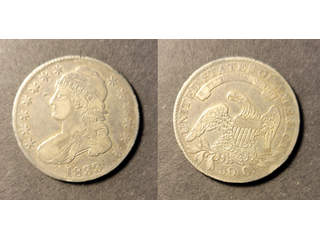 USA 50 cents 1833, F-VF repor på frånsidan