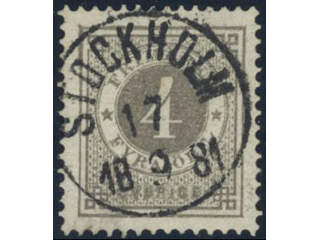 Sweden, Sverige, Sverige, Sverige. Facit 29b used, 4 öre grey-light grey. Superb …