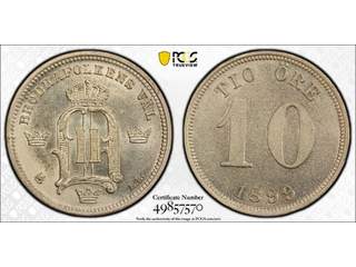 Sverige Oscar II (1872-1907) 10 öre 1899, 01/0, PCGS MS63
