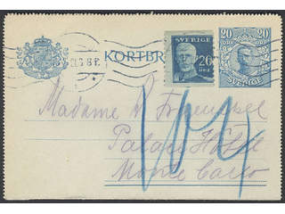 Sweden. Postal stationery, Letter card, Facit kB18, 151A, 20 öre additionally franked …