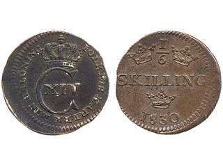 Coins, Sweden. Karl XIV Johan, SM 127a, 1/6 skilling 1830. 3.04 g. Avesta. struck …