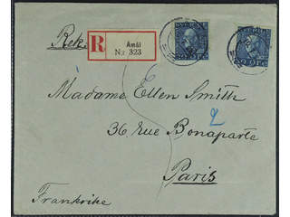 Sweden. Facit 185 cover , 2x30 öre on registered cover sent from ÅMÅL 10.7.25 to France. …