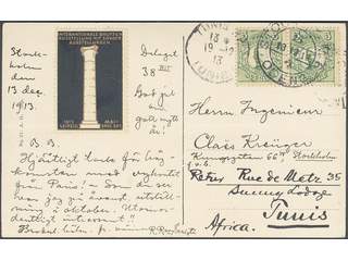 Sweden. Facit 79 cover, 2x5 öre on postcard with poster stamp, sent from STOCKHOLM 6 …