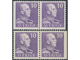 Sweden. Facit 269BC/CB ★★, 1939 Gustaf V small numerals 10 öre pair 3+4 and 4+3. 500. …