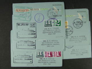 Sweden. Postal stationery, areogram Facit Ae3 , Aerogram 1 kr (+10 öre), ten usages …